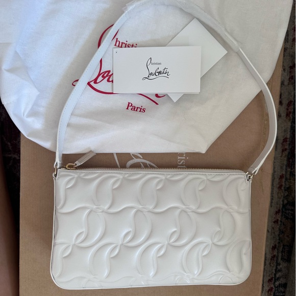 ‼️SOLD‼️Christian Louboutin Loubila Monogram Quilted Leather Shoulder Bag White - Picture 2 of 5
